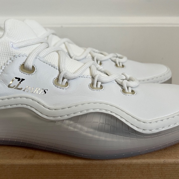 NIB Christian Louboutin Arpoador White Leather Drawstring Low Top Sneakers 43.5 main image 6
